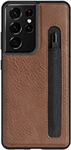 Nillkin Case for Samsung Galaxy S21 Ultra S 21 Ultra (6.8" Inch) Aoge Leather 360 Protection Elite Business Case Soft Microfiber Lining & S Pen Slot Brown