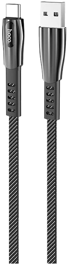 Hoco U70 - Splendor Anti-Bending charging data cable (3A - 1.2M) - Type-C For Samsung Huawei Xiaomi Oppo - Dark Grey