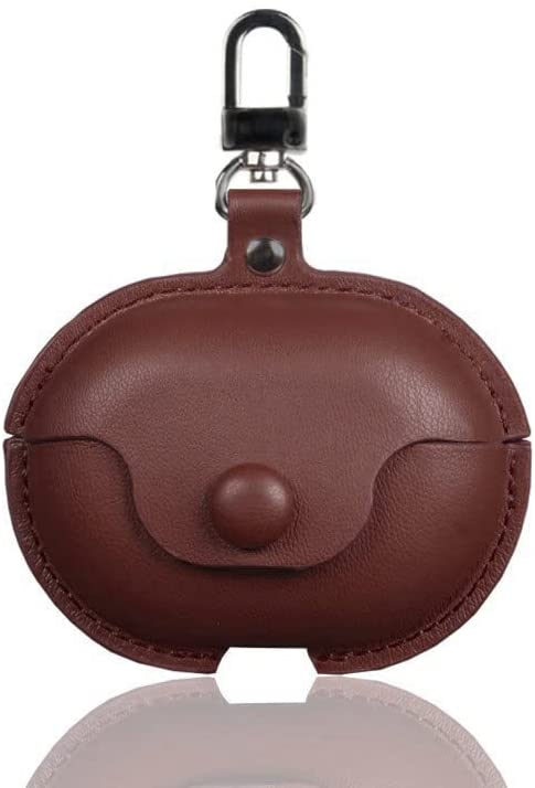 Leather Cover Case Compatible with Huawei Freebuds Pro Shockproof Protective Case Cover With Hook For Free Buds Pro (Dark Brown)