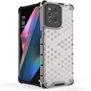 Case Compatible with Oppo Find X3 Pro, Ultra premium quality cover From GrabMobily - Iron Man Shockproof Cover - New Original Case Slip-Resistant - Black Edges Transparent Beehive Back