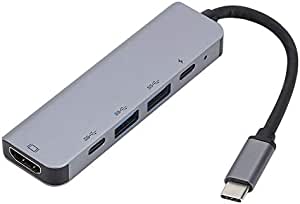 VIBOTON USB C Hub, 5 in 1 Type c Hub Multiport Adapter, Mac-Book Hub 2X USB 3.0, 4K HDMI, PD, Type c Adapter for MacBook, Huawei Pad, Galaxy Tab USB C Hub (Gray)