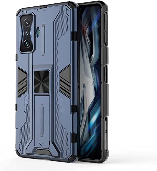 Xiaomi Redmi K50 Gaming Edition, Iron Man Rugged Kickstand Cover - Heavy Duty Armor Shockproof Cover - Original New cover From GrabMobily - Blue