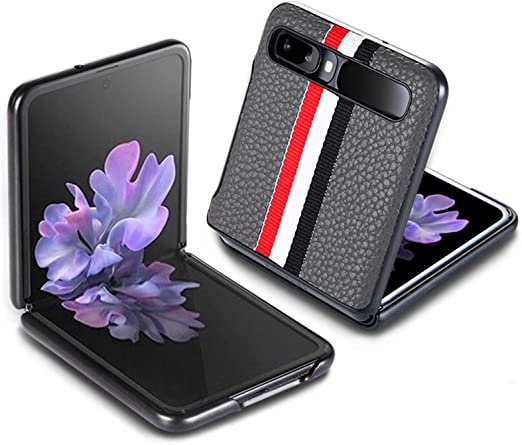 Zouzt Premium Leather case for Samsung Galaxy Z Flip Back Cover case Genuine Leather case Compatible with Samsung Z Flip - French Elements
