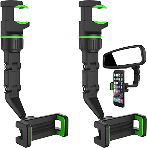 Car Mount Phone Holder Multifunctional Pop Rearview Mirror Phone Holder Desk Stand Universal 360°Car Rearview Mirror Mount Phone and GPS Holder HIYITKS Adjustable Cell Phone Cradles Holder(2Pcs-Green)