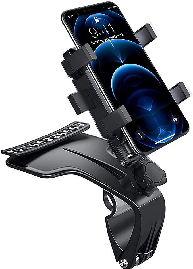 Phone Holder for Car, 360° Adjustable Rotation Car Phone Holder Mount, GPS Navigation Bracket Rear View Mirror Universal Stand Clip Compatible with All iPhone Android Smartphone