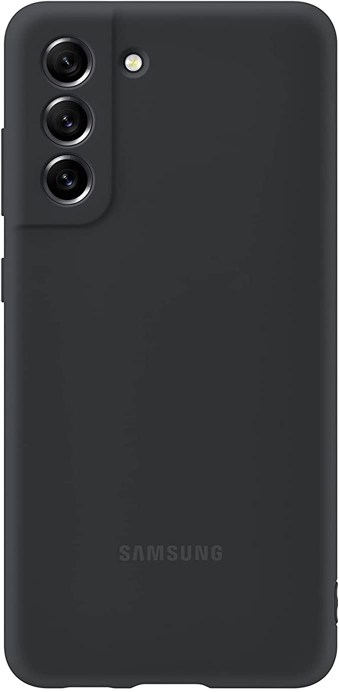 Samsung Galaxy S21 FE 5G Silicon Cover, Protective Phone Case, Smartphone Protector, Hook to Attach Strap, Soft Grip, Matte Finish, US Version, Black