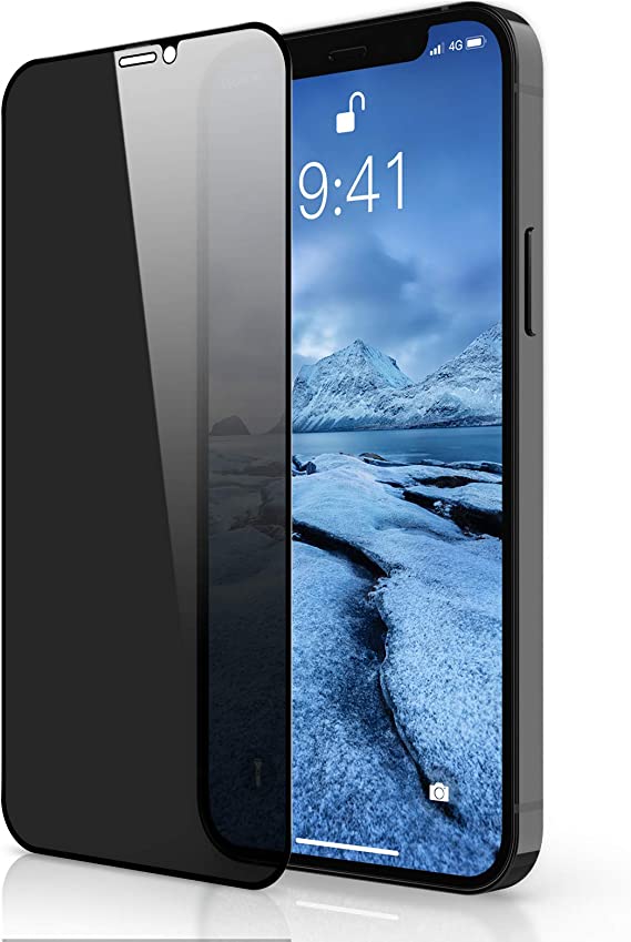 VASIVO Privacy Screen Protector Compatible with IPhone 12 Pro Max, Anti Spy, Scratch Resistant, 3D Curved Full Coverage Tempered Glass Screen Protector Shield Film Cover 6.7 inch for IPhone 12 Pro Max