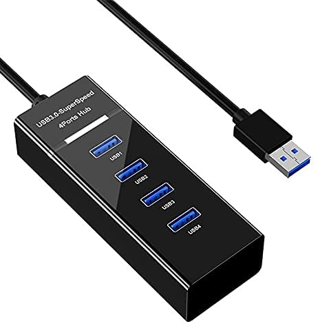 TERABYTE 4 Port USB HUB SuperSpeed 2.0 High-Speed Multiport Slim USB Hub 1 feet Cable Length Adapter and Led Indicator Compatible for Pendrive, Mouse, Keyboards, Mobile, Tablet ( Black ) 010