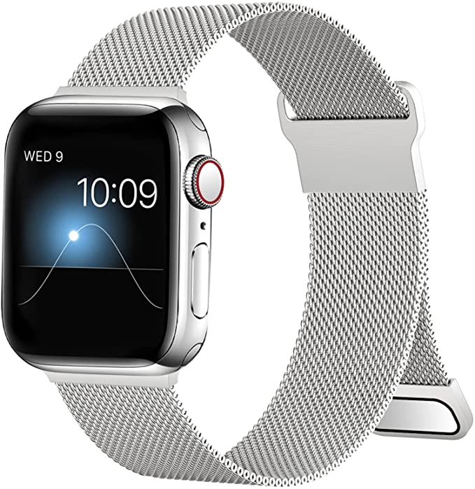 ZXCASD Metal Bands Compatible with Apple Watch Band 38mm 40mm 41mm 42mm 44mm 45mm Women Men,Loop Adjustable Mesh Strap for iWatch Series 7 6 5 4 3 2 1 SE