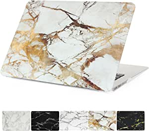 MacBook Retina 13 inch Case 2015-2012 Release, PapyHall Marble Pattern Plastic Hard Shell Cover for MacBook Pro 13 inch Retina Display (NO Touch) Model: A1502 A1425 - Gold White Marble