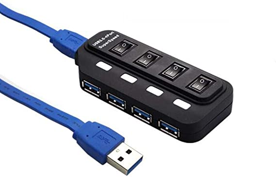 4-Port USB 3.0 Hub with Individual Power Switches and LEDs