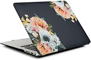 MacBook Air 13 inch Case 2017 2016 2015 2013 Older Version Model A1466 A1369 Mac Book Air 13in Cover See Through Peony Black Base