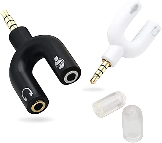 BS Power Audio Splitter Adapter( 2 Packs ),U Shape 3.5 mm Jack Male to 2 Female Headphone Splitter EZ706