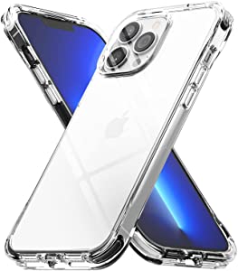 Ringke Fusion Plus with DIY Soft Bumper Compatible with iPhone 13 Pro Max, Clear Shockproof Flexible TPU Silicone Bumper Hard Back Cover - White & Black