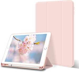 ZOYU iPad 10.2 Case 2020/2019 with Pencil Holder,Slim Lightweight Trifold Stand Smart Shell Soft TPU Back Cover,Auto Sleep/Wake for iPad 10.2 inch 8th&7th Generation (Pink)