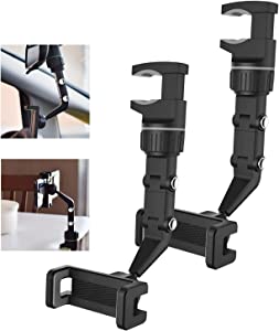 360°Rearview Mirror Phone Holder for Car,Multifunctional Phone Mount and GPS Holder Universal Adjustable Rotating Car Phone Holder(2Pcs Gray)