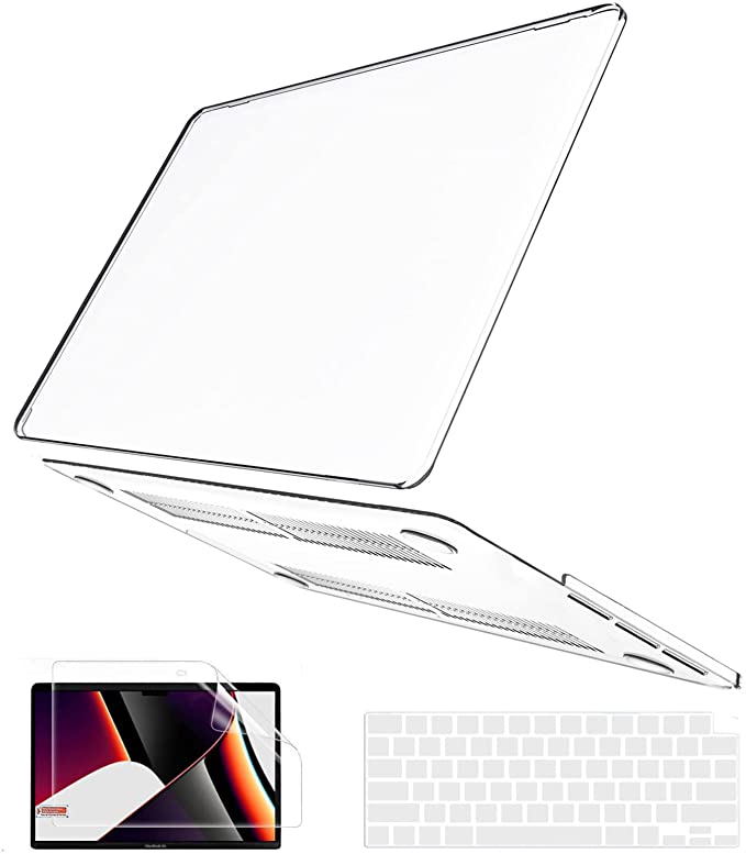 B BELK Compatible with MacBook Pro 14 inch Case 2021 Release A2442 with M1 Pro/Max Chip, Clear Plastic Hard Shell Case +Keboard cover + Screen Protector for MacBook Pro 14'' with Touch ID, Transparent