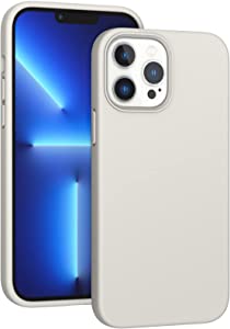 ARSUNOVO for iPhone 13 Pro Max Case 6.7 inch, Slim Liquid Silicone Case Shockproof & Anti-Scratch Protective Bumper Rubber Gel Cover for iPhone 13 Pro Max 6.7" 2021 (Stone)