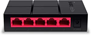 Mercusys MS105G Desktop Switch, 5 x 10/100 / 1000Mbps Gigabit LAN Ports, 2 Years Warranty, Black