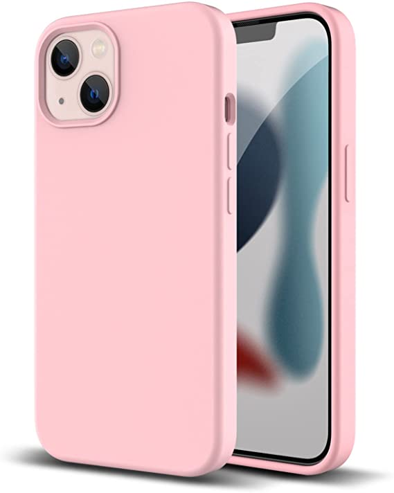 Zuslab Real Silicone Case Compatible with Apple iPhone 13 Case 6.1 inch (2021), Liquid Silicone Anti-Scratch Gel Rubber Shockproof Cover Drop Full Protection Case- Pink