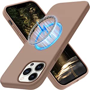 OTOFLY iPhone 13 Pro Case,[Compatible with MagSafe] [Anti-Scratch Microfiber Lining] Silicone Shockproof Protective Phone Case Slim Thin Cover 6.1 inch, Light Brown