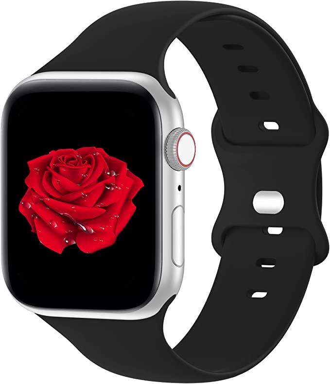 Bandiction Compatible with Apple Watch Series 3 38mm Series 5 38mm 40mm 41mm 42mm 44mm 45mm, Soft Silicone Sport Replacement Strap Compatible for iWatch SE Series 7 6 5 4 3 2 1 Sport Edition,Women Men