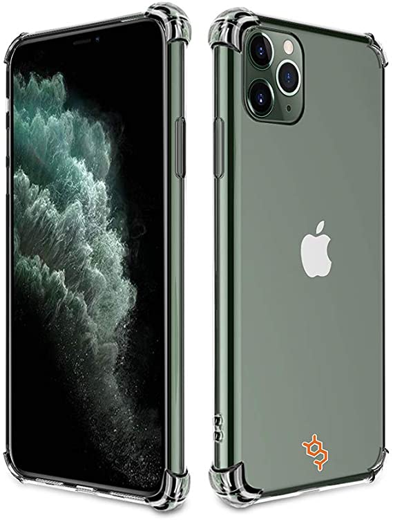 Dausen [Dopamine] Soft Transparent Protective Case for iPhone 11 Pro Max with Air Bumpers (6.5"), Anti-Scratch, Anti-Shock, Slip-Proof, Anti-Dust, secrete Dopamine Through Orange Design