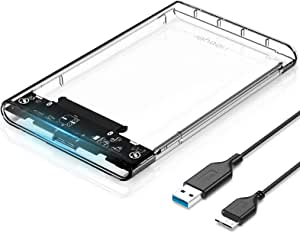 Neeyer 2.5" Hard Drive Enclosure, USB 3.0 to SATA III Clear External HDD/SSD Enclosure - Optimized for 9.5mm 7mm 2.5" SSD, Tool Free UASP 2TB Max 4TB
