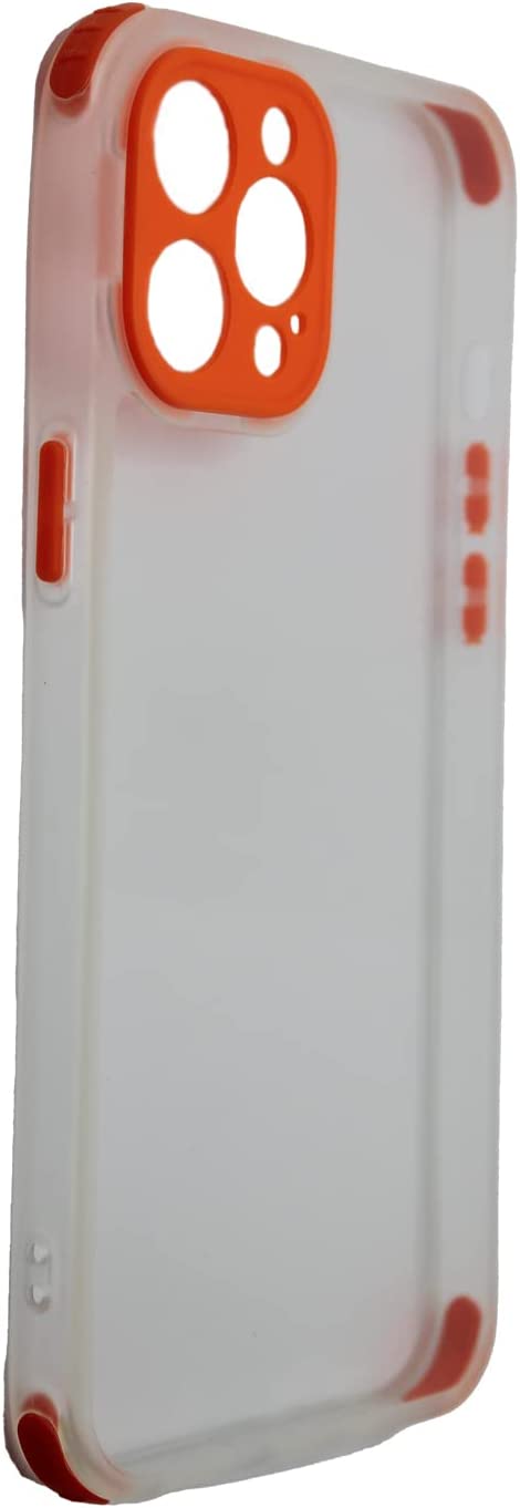 Transparent Anti-Burst Hard Back Mobile Cover with Silicon Edges, Colored Camera Edges and Buttons for IPhone Mobiles X,XS,XS max,11, 12 & 13 (IPhone 12, Neon Orange)