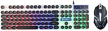 Round Key,Mechanical Keyboard Colourful Backlight Wired Gaming Keyboard And Mouse Set, Modes and 104-key Wired Keyboard with Full-Key - programmable Spill Resistant for Computer PC Games, (BLACK)