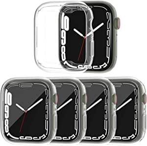 Hooglny Case Compatible for Apple Watch Series 7 41mm, Slim Soft TPU All Around Protective Shell Screen Protector Cover for iWatch Series 7 Accessories, 4 Pcs, Clear