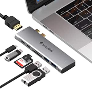 WAVLINK USB C Hub,Adapters for MacBook Pro USB HDMI Adapter Multiport for MacBook Pro/Air with 4K HDMI Port,2 USB 3.0, TF/SD Card Reader, USB-C 100W PD and Thunderbolt 3