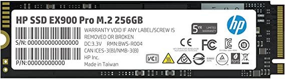 HP EX900 Pro 256GB NVMe Internal PC SSD - Gen3 x4 PCIe, M.2 2280, 3D NAND, Up to 1960 MB/s - 9XL75AA#ABA