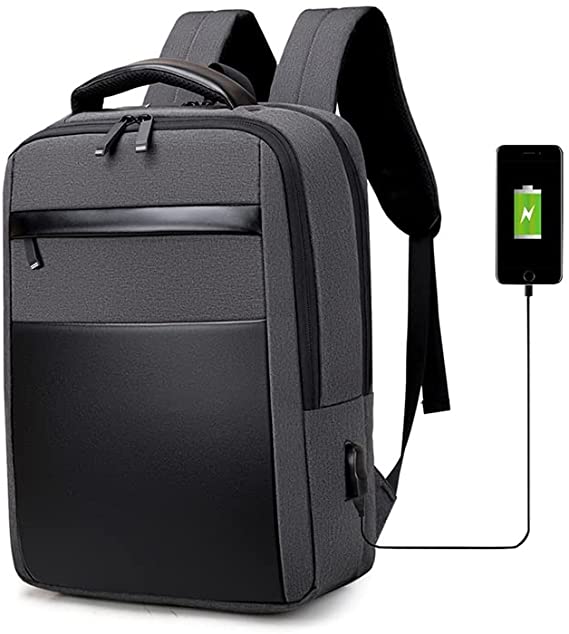 Backpack Men 15.6-inch Laptop Male Business Travel Bag (Grey)