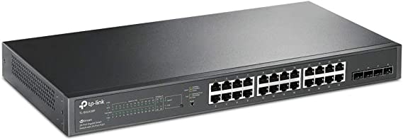 TP-Link TL-SG2428P Jetstream 28-Port Gigabit Smart Switch with 24-Port PoE+, 4 SFP Slots (250 Watt Budget, Centralized Cloud Management Omada SDN, and Intelligent Monitoring)