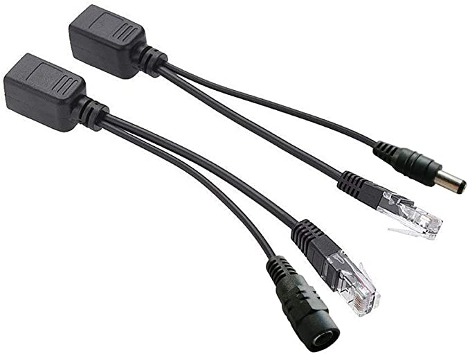 Passive PoE Injector and PoE Splitter Kit with 5.5x2.1 mm DC Power Adaptor Connector for Network Digital Signal（1 Pair-Black）