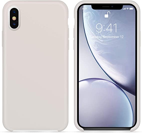 OTOFLY for iPhone Xs Max Case, [Silky and Soft Touch Series] Premium Soft Silicone Rubber Full-Body Protective Bumper Case Compatible with iPhone Xs Max 6.5 inch,(White Stone)