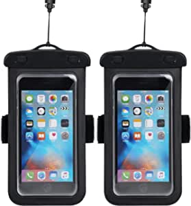 FYY Waterproof Phone Pouch (2-Pack) Universal Waterproof Case Compatible for iPhone 12 Pro 11 Pro Max XS Max XR X 8 7 Galaxy S20 Ultra S20+ S10 Plus S10e /Note 20 - Black