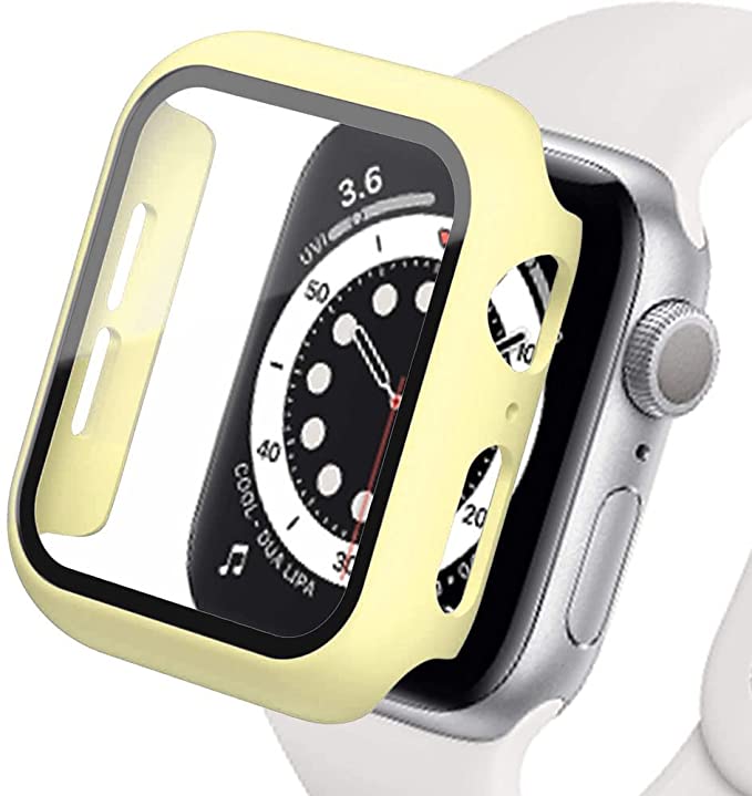 Case Compatible for Apple Watch Series 7 45mm 41mm with Tempered Glass Screen Protector, for iWatch 7 All-around Hard PC Protective Cover, High Definition,Anti-Scratch