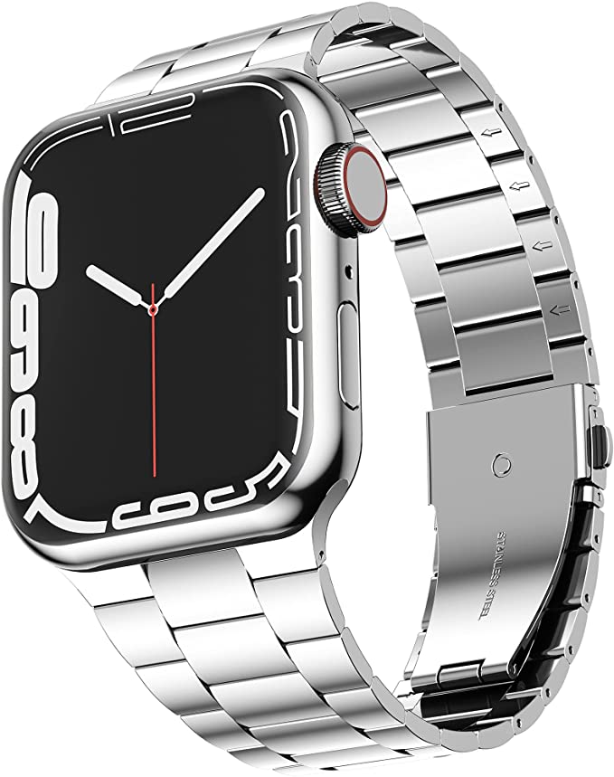 [Upgraded] Wolait Compatible with Apple Watch Band 44mm 42mm , Ultra Thin Solid Stainless Steel Band for Apple iWatch SE Series 6/5/4/3/2/1 Men Women -Black