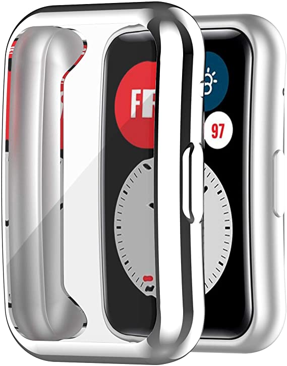 MOTONG for Huawei Watch Fit TPU Protective Case - TPU Protective Case Cover Shell for Huawei Watch Fit (Silver)