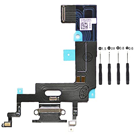 KAKUSIGA Compatible with iPhone XR 6.1 inch Charging Port Dock Connector Flex Cable + Microphone Replacement Part(White)
