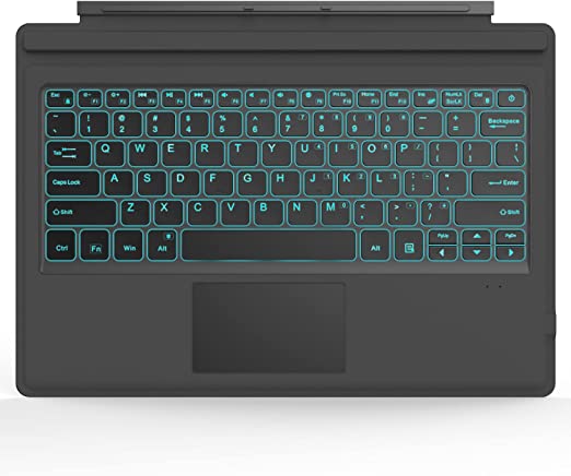 MoKo Type Cover Fit Microsoft Surface Pro 7 Plus (2021)/ Pro 7/ Pro 6/ Pro 5/Pro 4/Pro 3, Ultra-Slim Wireless Bluetooth Keyboard with Trackpad, 7-Color LED Backlit, Built-in Rechargeable Battery, Gray