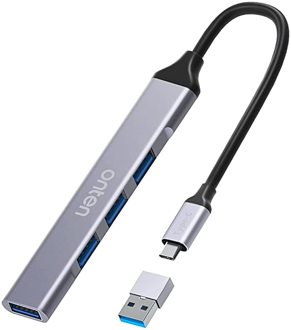 USB C Hub, ONTEN USB C to USB Adapter Multiport, USB C to USB A Hub, USB-C to USB Hub 3.0, USB Hub 2.0 4 Ports, for MacBook Pro 2020/2019, iMac 2021, USB Splitter Aluminum Alloy, Color Gray