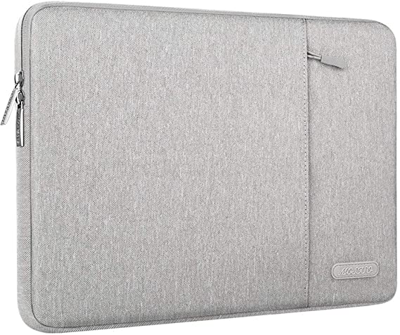 MOSISO Laptop Sleeve Bag Compatible with 17-17.3 inch Dell Inspiron/HP Pavilion/Ideapad/Acer/Alienware/HP Omen, Polyester Vertical Case with Pocket, Gray