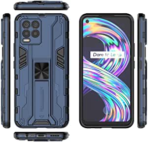 لهاتف Realme 8 4G / Realme 8 Pro 4G جراب ايرونمان خلفي أصلي مقاوم للصدمات مع مسند للظهر من GrabologyStore - أزرق