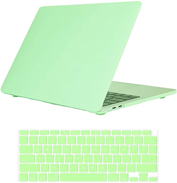 Se7enline Compatible with MacBook New Air 13 Inch Case 2021/2020/2019/2018 Skin-Friendly Hard Shell Case Cover for Mac Air 13" with Retina Touch ID Model A2237/A1932/A2179&Keyboard Cover, Melon Green