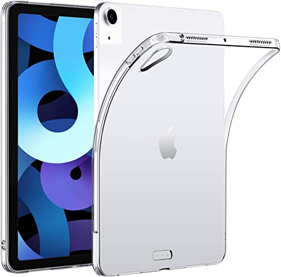 HBorna Clear Case for 10.9" iPad Air 4th Generation 2020, Support Apple Pencil 2nd Gen Charging, Slim Lightweight Silicon Back Cover for iPad Air 4 10.9 inch