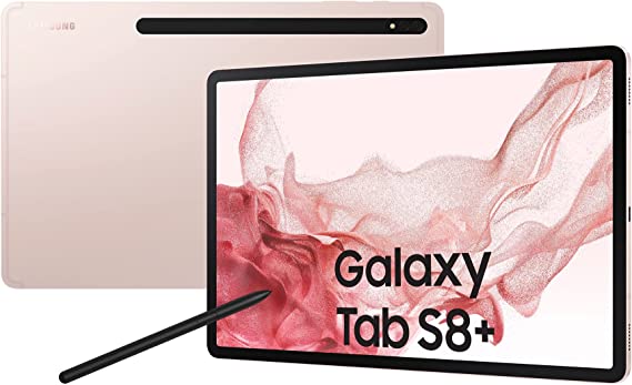 Samsung Galaxy Tab S8+, 5G, 12.4 Inch, 256 GB Internal Memory, 8 GB RAM, 5G, Android Tablet with S Pen, Pink Gold