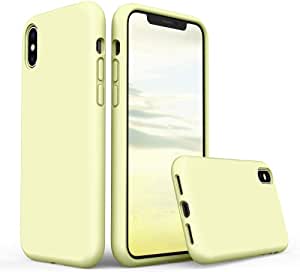 SURPHY Silicone Case Compatible with iPhone Xs Case iPhone X Case 5.8 inches, Liquid Silicone Phone Case (with Microfiber Lining) for iPhone Xs 2018 / iPhone X 2017 (Light Yellow)